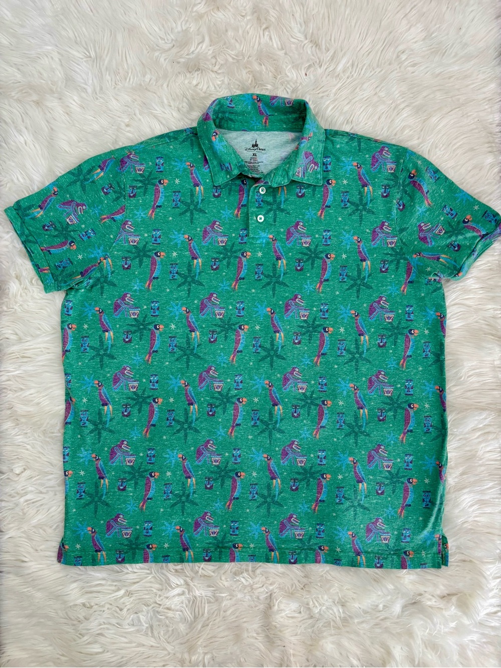 Disney Parks Enchanted Tiki Room Lounge Men’s XL Polo Short Sleeve Shirt RARE